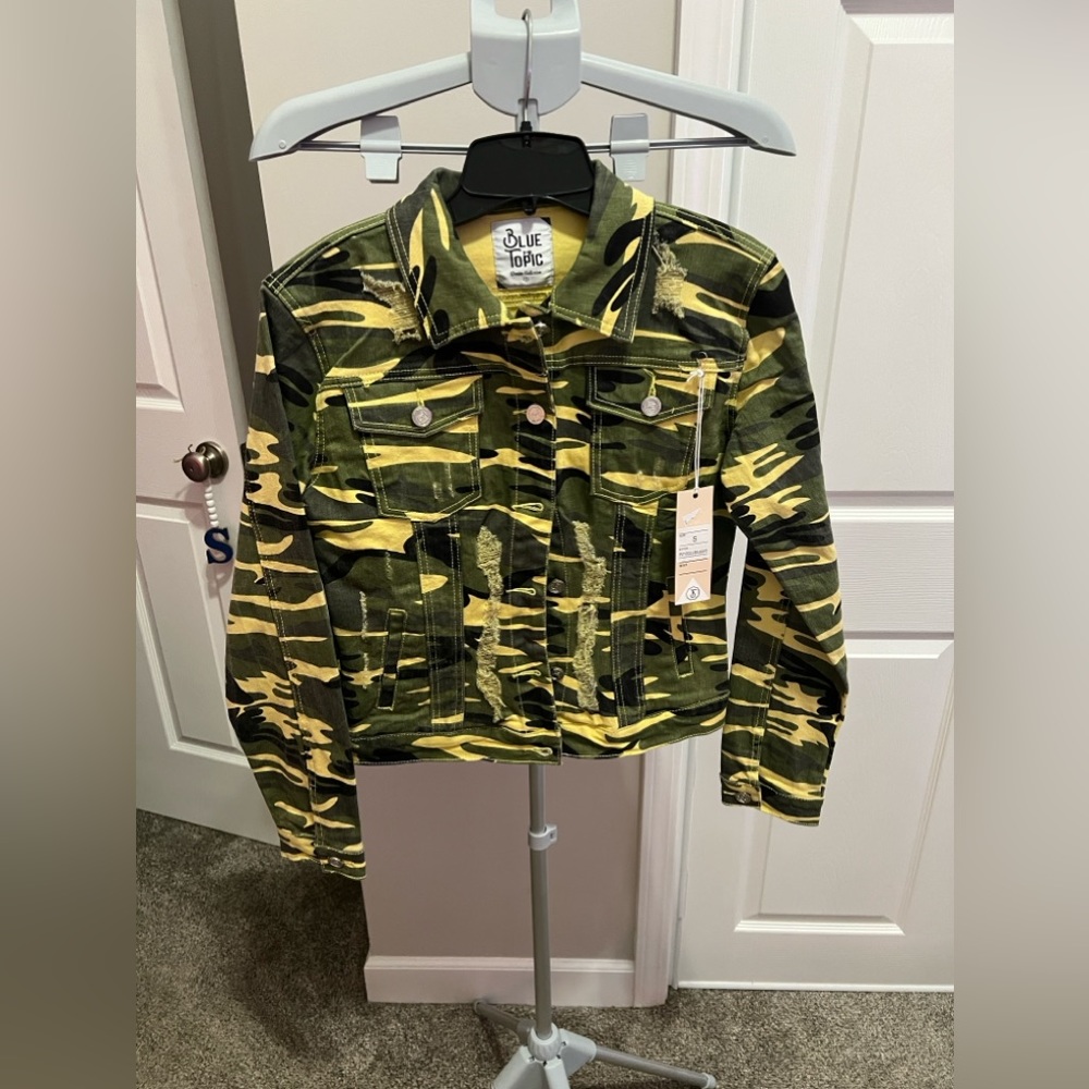 Blue Topic Yellow & Green Camo Denim Jacket & Matching Pants Size Small-… - Picture 13 of 13